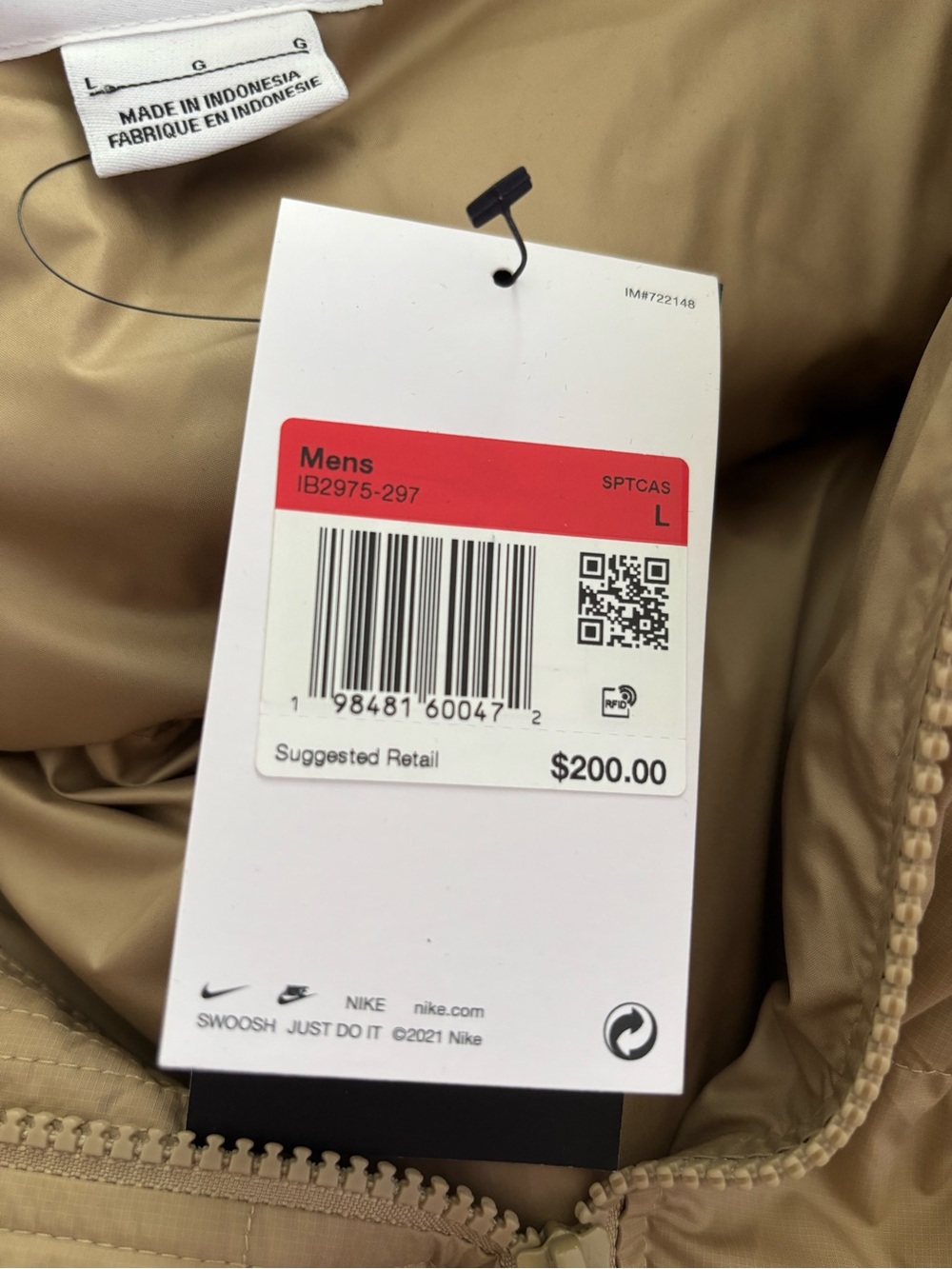Nike Men’s Therma FIT Down Beige Puffer Jacket 650 Size L - Picture 7 of 12